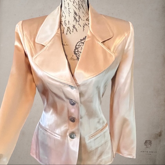 Vintage Nina K Champagne Blush Satiny Evening Blazer Size 4 - Picture 2 of 8